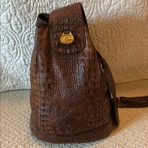 Brahmin Crossbody Bag in Brown and Gold with Luxurious Croc-Embossed Finish